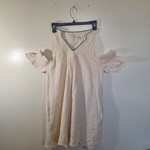 Entro 100% cotton cream boho chic dress large